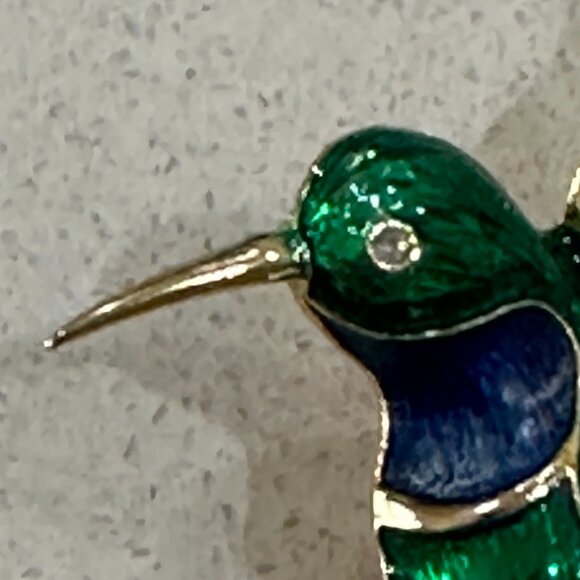 Enamel Hummingbird Brooch - Picture 2 of 5